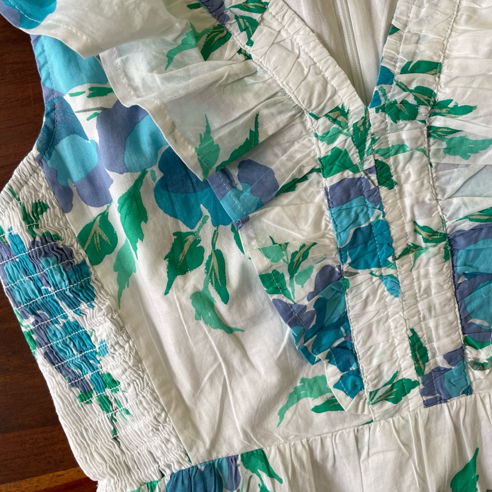 *NWT* J. Crew Printed V-Neck Smocked Midi Dress w/ Pockets, Tiered Swing Dress - Picture 9 of 14